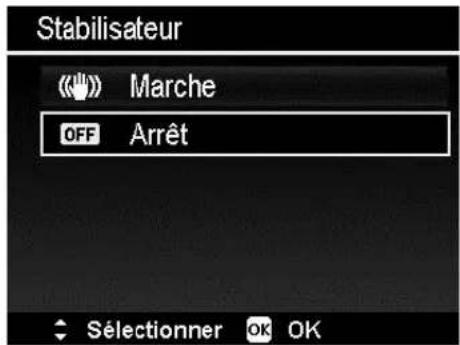 Stabilisateur <<|| Marche OFF Arrêt Sélectionner OK OK
