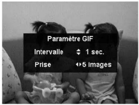 Paramètre GIF Intervalle 1 sec. Prise 5 Images
