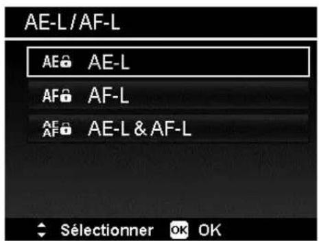 AE-L/AF-L AE AE-L AF AF-L AE AE-L & AF-L ♦ Sélectionner OK OK