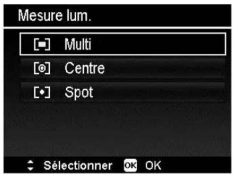Mesure lum. Multi Centre Spot Sélectionner OK OK