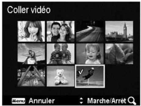 Coller vidéo Menu Annuler Marche/Arrêt