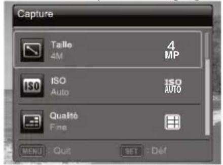 Capture Tallo 4M 4 MP ISO Auto ISO AUTO Qualité Fine MENU - Quit SET - Déf