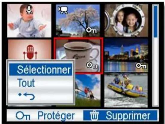 Sélectionner Tout Protéger Supprimer