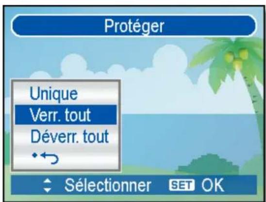 Protéger Unique Verr. tout Déverr. tout ← Sélectionner SET OK