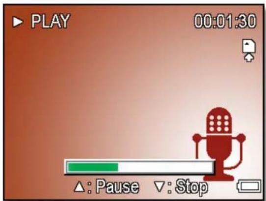 PLAY 00:01:30 ▲: Pause ▼: Stop
