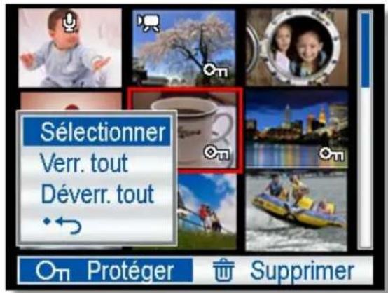 Sélectionner Verr. tout Déverr. tout •← On Protéger Supprimer