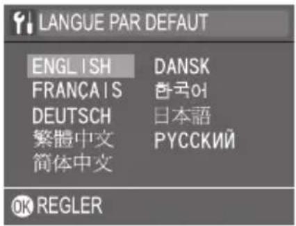 LANGUE PAR DEFAULT ENGLISH DANSK FRANÇAIS 한국어 DEUTSCH 日本語 繁體中文 РУССКИЙ 简体中文 OK REGLER
