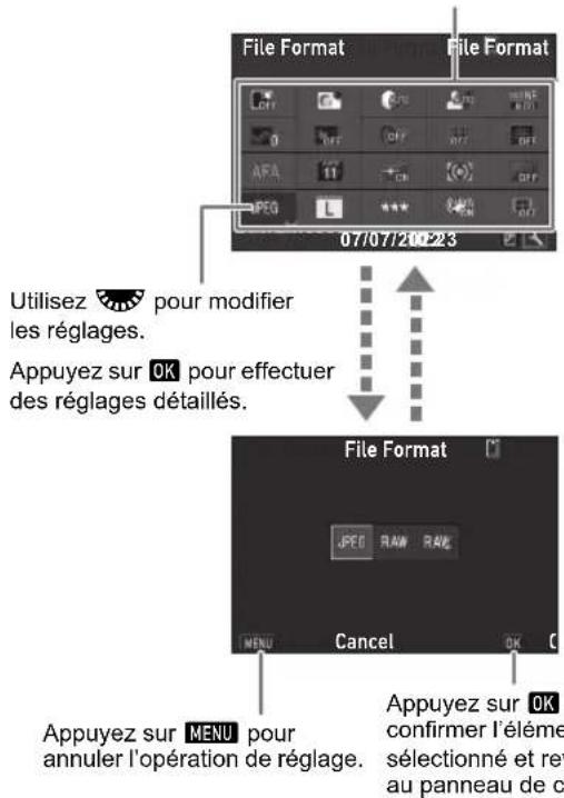 PENTAX KF - Utilisation du panneau de contrôle - 1