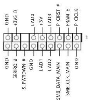 GND +3VS B LAD0 +3V LAD3 P CIRST # FRAM E P CICLK GND SERIRQ # S_PWRDWN # GND LAD1 LAD2 SMB_DATA_MAIN SMB_CLK_MAIN QND