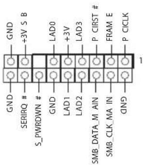 GND +3V S B SERIRQ # S_PWRDOWN # GND LAD0 +3V LAD3 P CIRST # LAD1 LAD2 P FRAM E SMB_DATA_M_IN SMB_CLK_MA_IN GND P CICLK 1