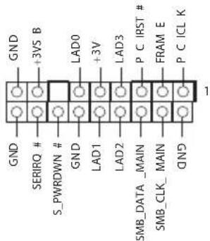 GND +3VS B LAD0 +3V LAD3 P CIRST # FRAM E P C ICL K GND SERIRQ # S_PWRDOWN # GND LAD1 LAD2 5MB_DATA_MAIN SMB_CLK_MAIN QND