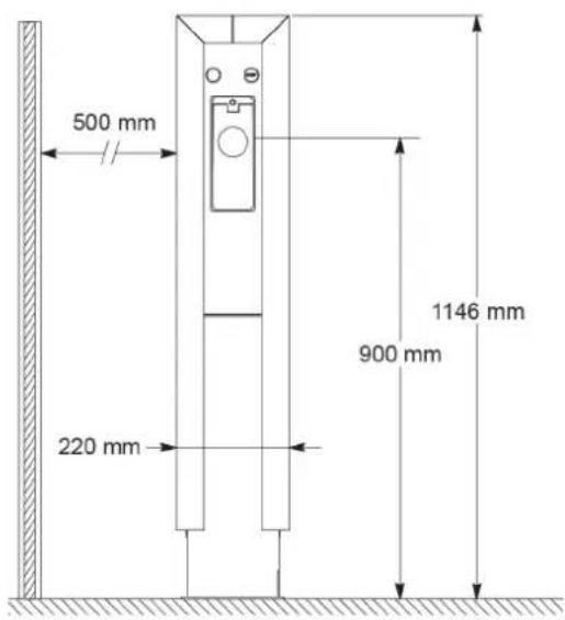 SCHNEIDER EVlink Parking EVF2S22P4ER - Floor standing station: dimensions / Dimensions borne sur pied - 2