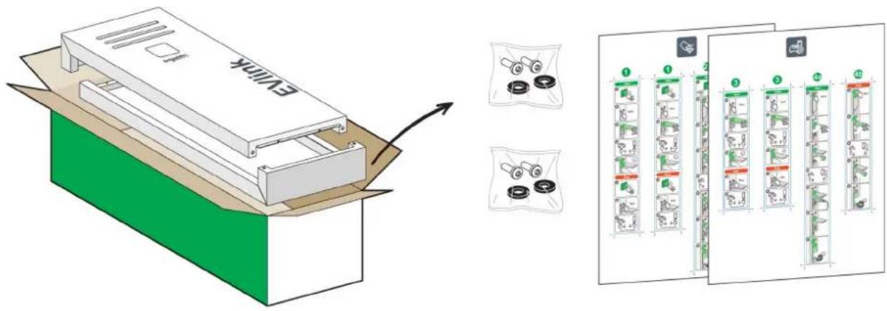 SCHNEIDER EVlink Parking EVF2S7P02R - Box contents: covers / Contenu du carton des coiffes - 1