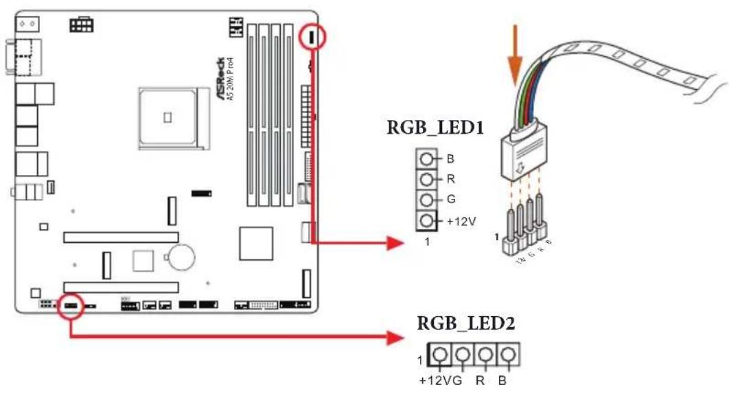 ASROCK A520M Pro4 - Connecting the LED Strip - 1