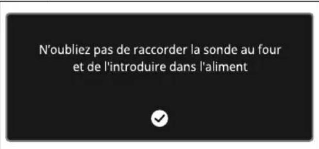 N'oubliez pas de raccorder la sonde au four et de l'introduire dans l'aliment
