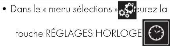 • Dans le « menu sélections » é-feurez la touche RÉGLAGES HORLOGE