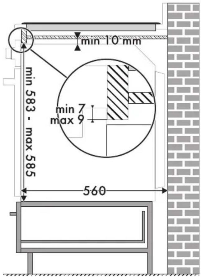 min 10 mm min 583 - max 585 min 7 max 9 560