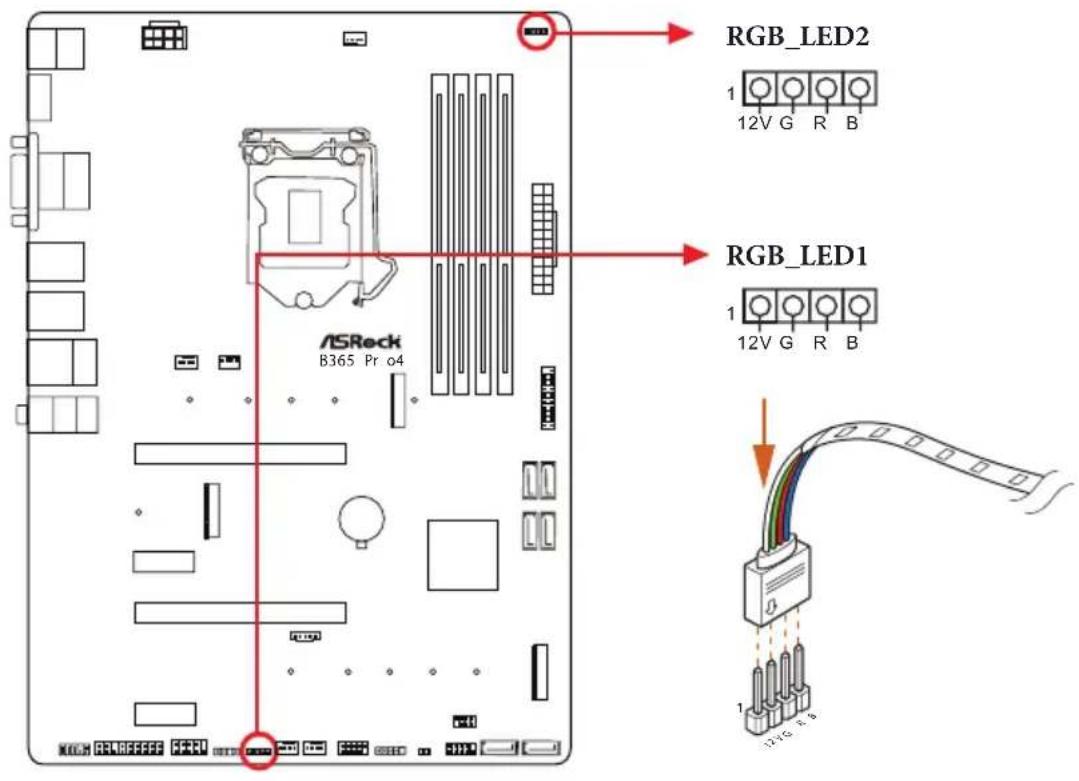ASROCK B365 Pro4 - Connecting the LED Strip - 1