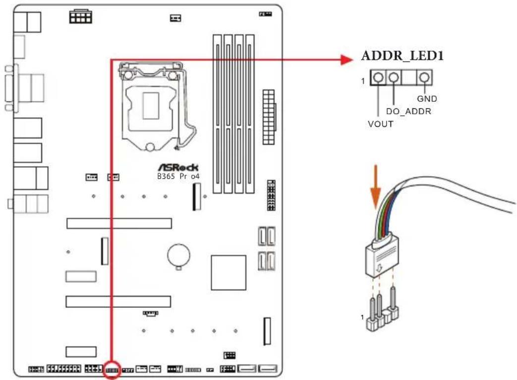 ASROCK B365 Pro4 - Connecting the Addressable RGB LED Strip - 1