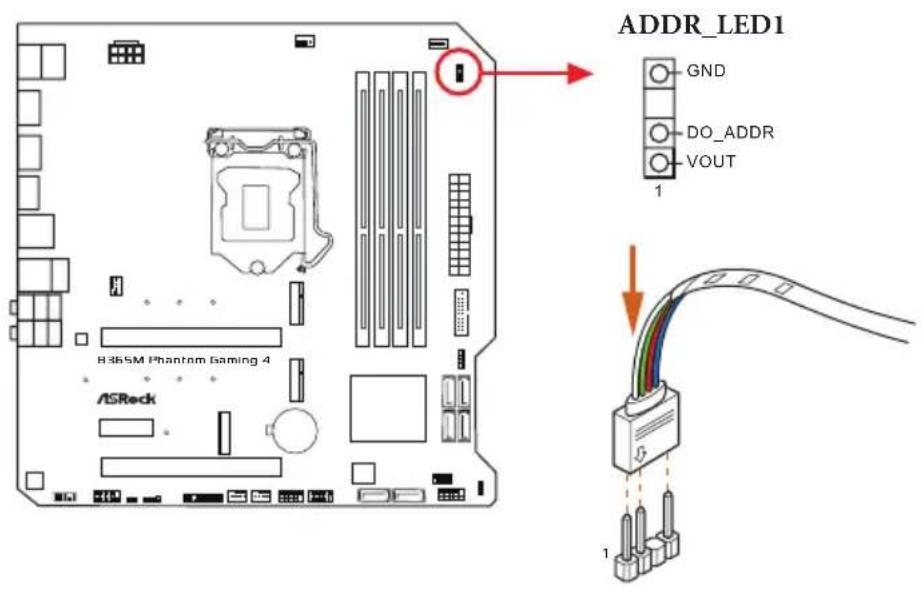 ASROCK B365M Phantom Gaming 4 - Connecting the Addressable RGB LED Strip - 1