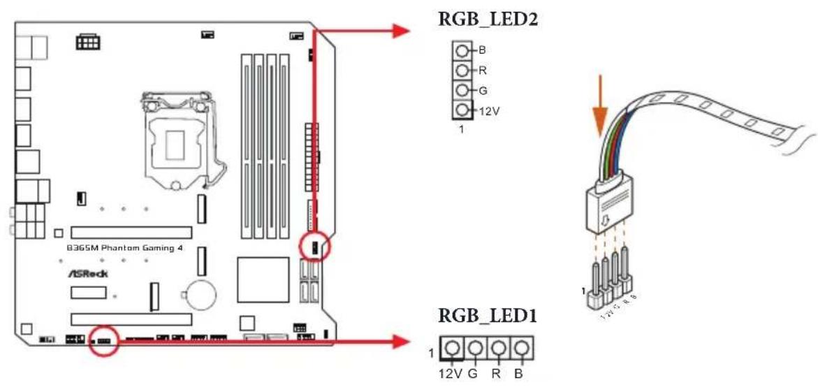 ASROCK B365M Phantom Gaming 4 - Connecting the LED Strip - 1