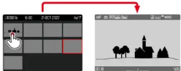 LEICA Q3 - Pour afficher l'enregistrement dans sa taille normale Par commande tactile - 1