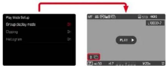 Play Mode Setup Group display mode Clipping On Histogram On MP L100.04-7 STO PLAY +50 +17 +20m