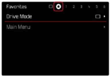 Favorites Drive Mode Main Menu