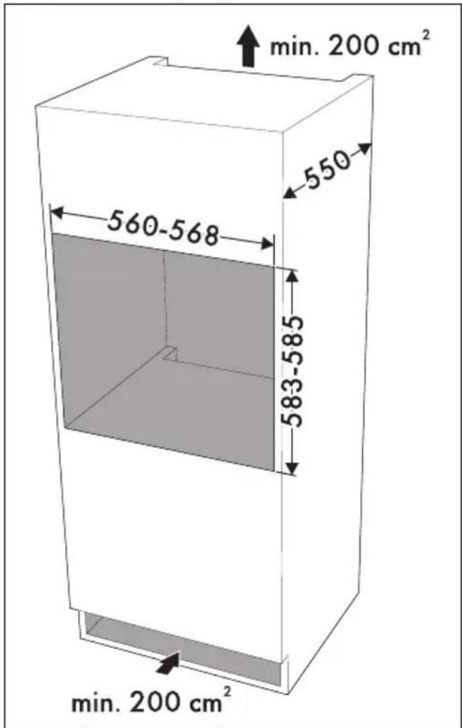 min. 200 cm² 550 560-568 583-585 min. 200 cm²