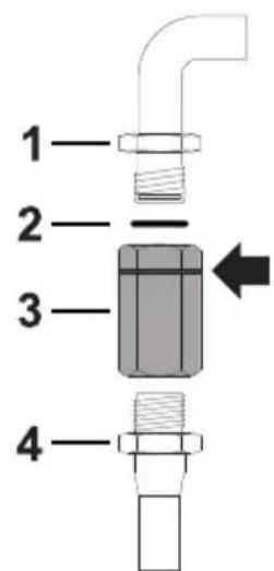 SMEG MP722PO - Raccordement avec un tuyau flexible en acier avec un raccord à baïonnanette - 1