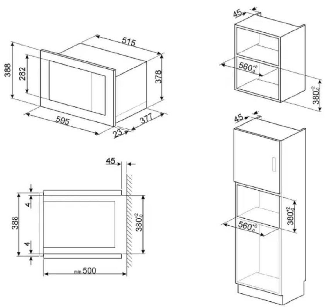 SMEG FMI125G - Dimensions de l'appareil (mm) - 1