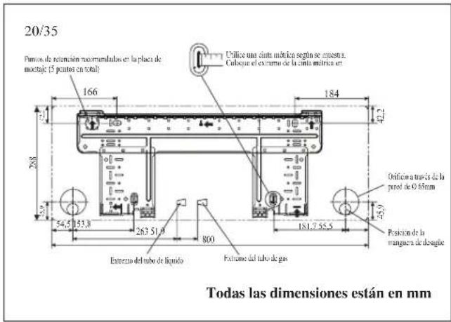 DAIKIN ARXN60NV1B - Medidas Y Espacios De Retención De Placa De Montaje Recomendados - 1