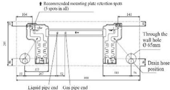 DAIKIN ARXN60NV1B - Recommended Mounting Plate Retention Spots And Dimensions - 2