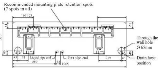DAIKIN ARXN60NV1B - Recommended Mounting Plate Retention Spots And Dimensions - 3