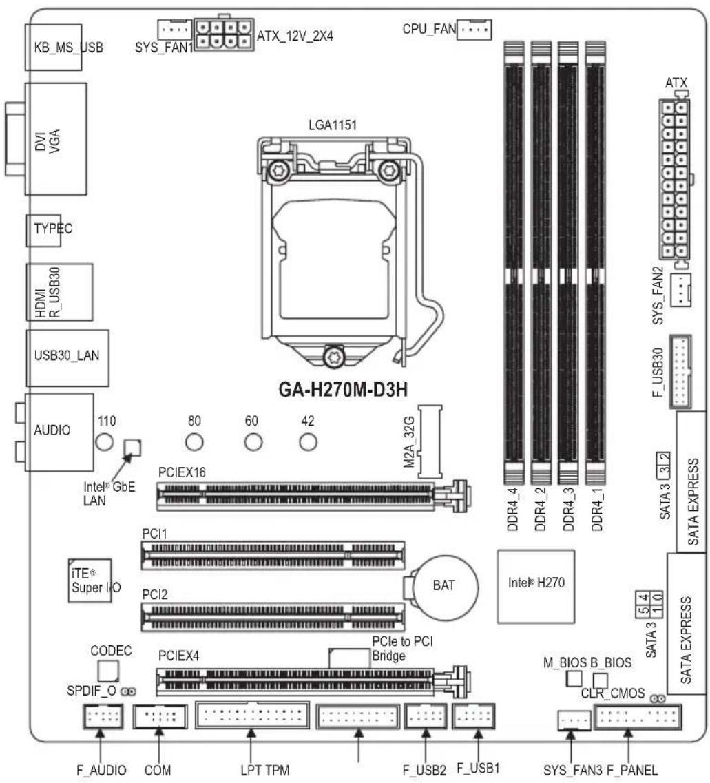 GIGABYTE GA-H270M-D3H - GA-H270M-D3H主板配置图 - 1