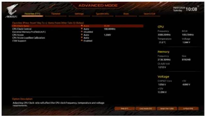 GIGABYTE B550 Aorus Master - 2-3 Favorites (F11) - 1