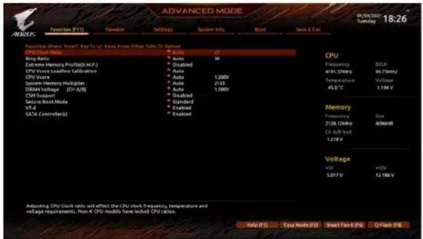 GIGABYTE B560I Aorus Pro AX - 2-4 Favorites (F11) (最爱设置) - 1