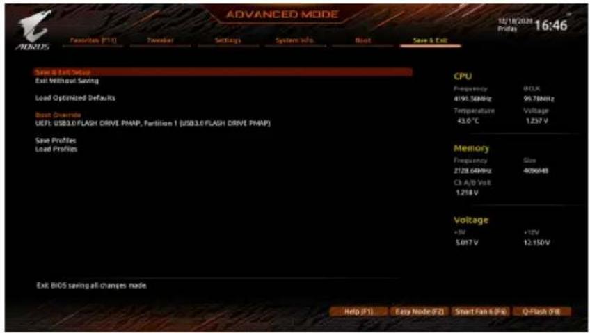 GIGABYTE B560 Aorus Pro AX - 2-9 Save & Exit (存储设置值并结束设置程序) - 1