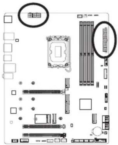 GIGABYTE Z790 AERO G - 1/2) ATX\_12V\_2X2/ATX\_12V\_2X4/ATX (2x2、2x4 12V 電源コネクターと2x12 メイン電源コネクター) - 2