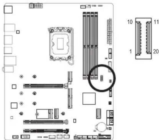 GIGABYTE Z790 AERO G - 15) F\_U320G (USB 3.2 Gen 2x2に対応する USB Type-O®ヘッダ) - 1