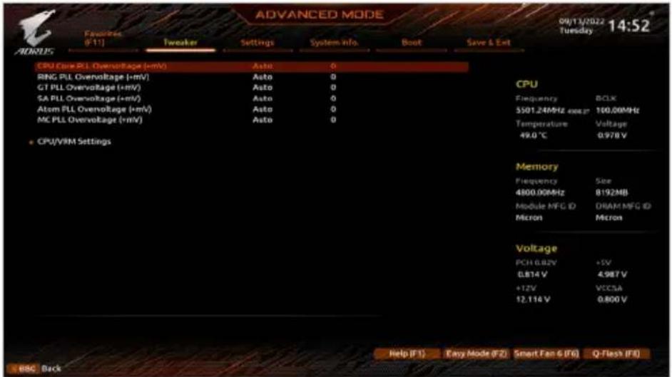 GIGABYTE Z790 UD - ■ Advanced Voltage Settings - 1