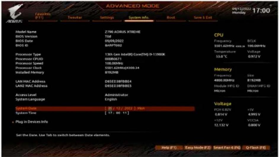 GIGABYTE Z790 UD - System Info. (系统信息) - 1