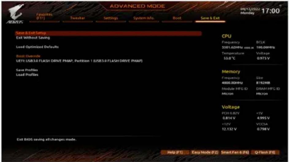 GIGABYTE Z790 UD - Save &amp; Exit (存储设置值并结束设置程序) - 1