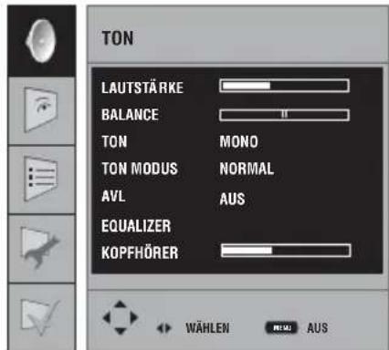 Opera LCD3771 - Einstellung Ihres neues TV-Geräts: Einstellung des Tonmenüs - 1