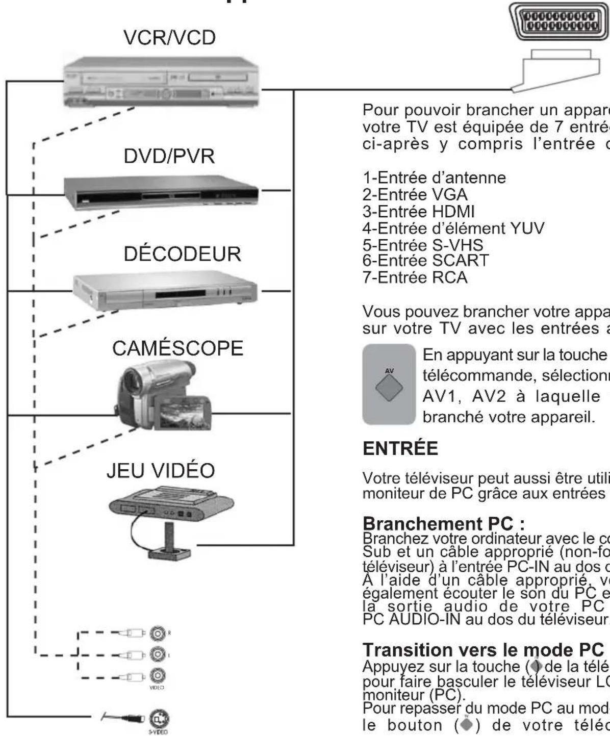 Opera LCD3771 - Branchements d'appareils externes : PRISE SCART - 1