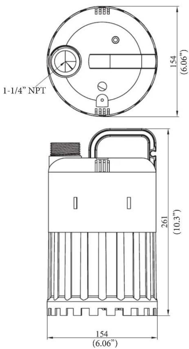1-1/4" NPT 154 (6.06") 261 (10.3") 154 (6.06")