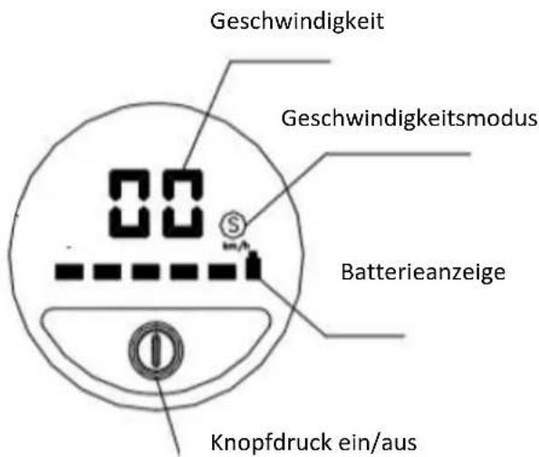 Geschwindigkeit Geschwindigkeitsmodus Batterieanzeige Knopfdruck ein/aus