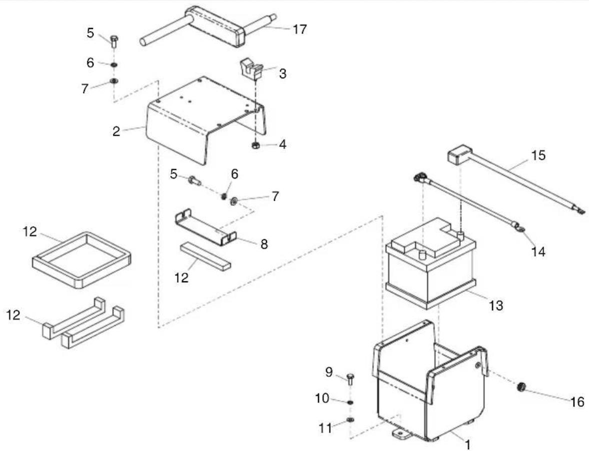 ALTRAD BELLE RPC 60/80D - Battery Holder, Support de Batterie Soporte de Bateria, Suporte de Bateria - 1