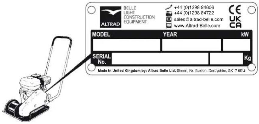 ALTRAD BELLE SF 460 - Machineplaatje - 1