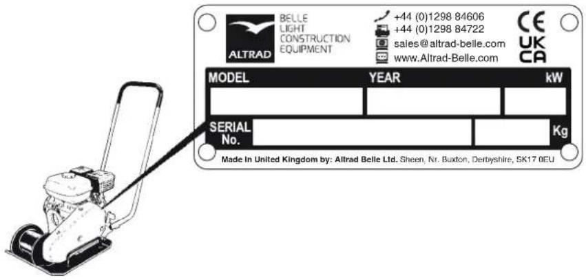 ALTRAD BELLE SF 460 - Maskinskylt - 1
